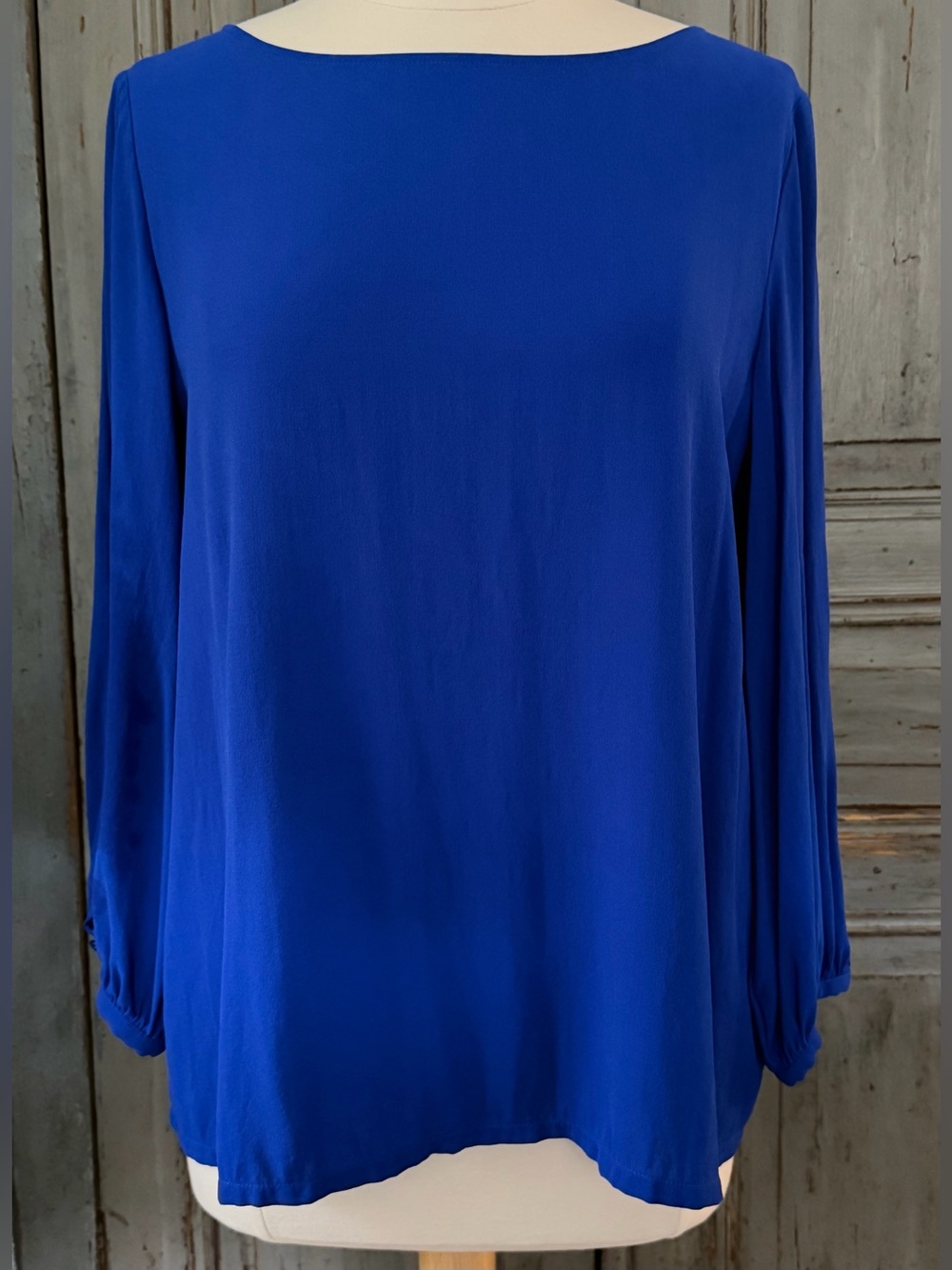Eileen Fisher silk Women's Boatneck Long-Sleeve Blouse - Royal Blue medium